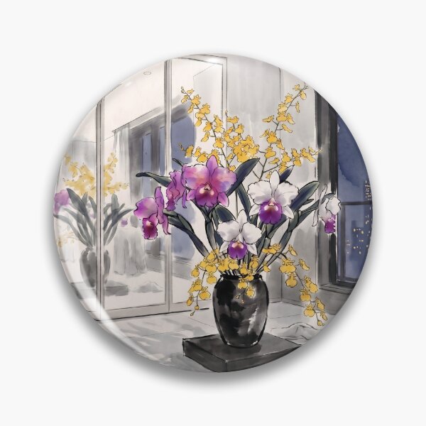 Item preview, Sumi-e Cattleya Orchid Ikebana Art designed and sold by conohitoAI-ArtGallery.