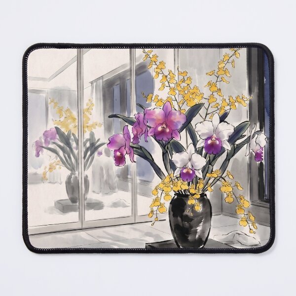 Item preview, Sumi-e Cattleya Orchid Ikebana Art designed and sold by conohitoAI-ArtGallery.