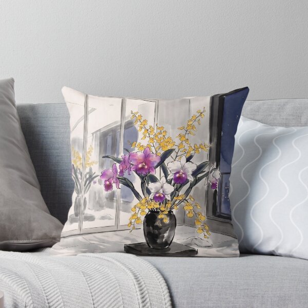 Item preview, Sumi-e Cattleya Orchid Ikebana Art designed and sold by conohitoAI-ArtGallery.