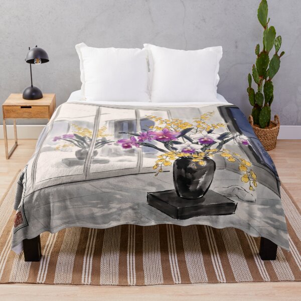 Item preview, Sumi-e Cattleya Orchid Ikebana Art designed and sold by conohitoAI-ArtGallery.