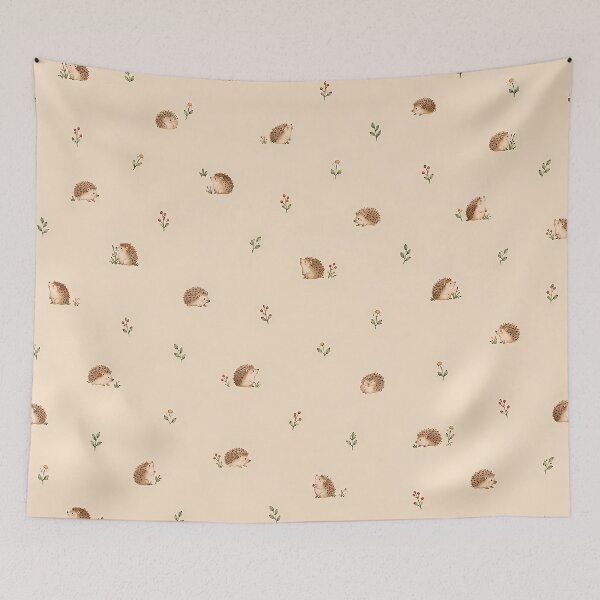 Item preview, Cottagecore Hedgehog Watercolour Pattern Cream Botanical designed and sold by Jozefin's Studio.