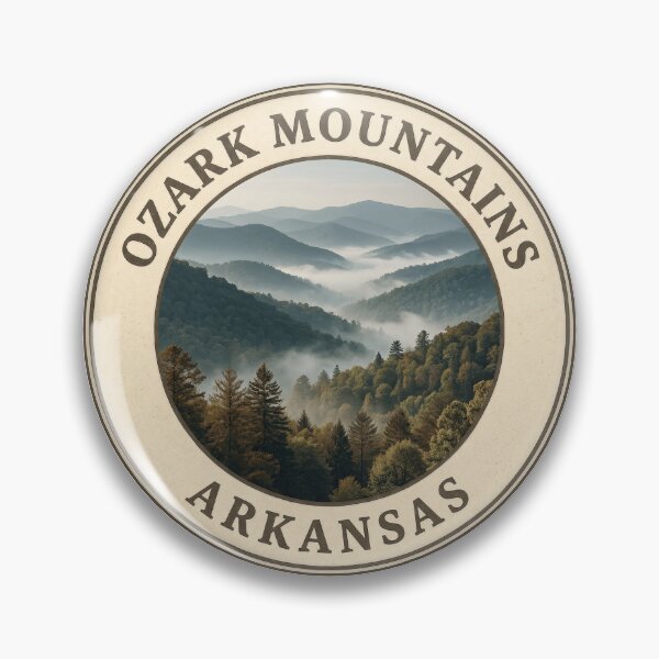 Item preview, Ozark Mountains Arkansas Vintage Mountain Nature Badge designed and sold by CKaracaCrafted.
