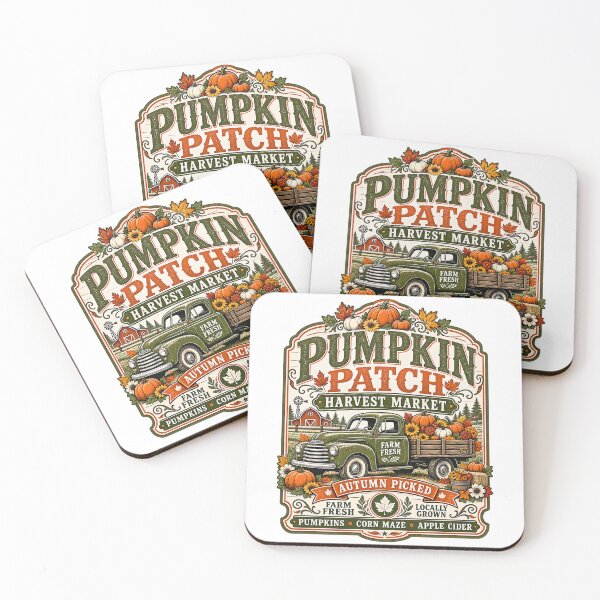 Item preview, Vintage Farm Fresh Pumpkin Patch Vintage Green Truck Harvest Market Art designed and sold by DesignArtist.ia.
