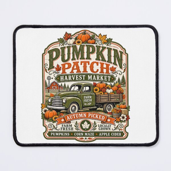 Item preview, Vintage Farm Fresh Pumpkin Patch Vintage Green Truck Harvest Market Art designed and sold by DesignArtist.ia.