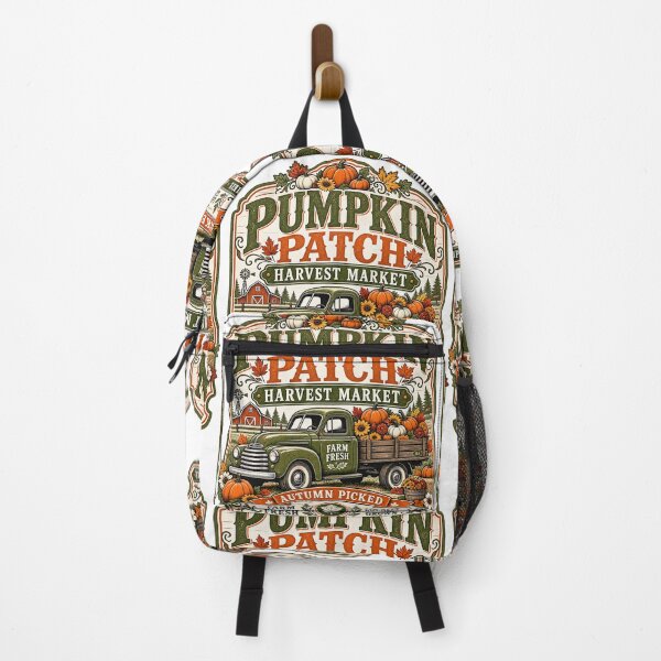 Item preview, Vintage Farm Fresh Pumpkin Patch Vintage Green Truck Harvest Market Art designed and sold by DesignArtist.ia.