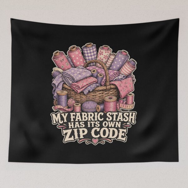 Item preview, My Fabric Stash Has Its Own Zip Code Shirt, Funny Sewing T-Shirt, Crafting Humor Tee, Funny Quilter Gift Shirt, Vintage Craft Room Graphic designed and sold by TshirtsLabs.