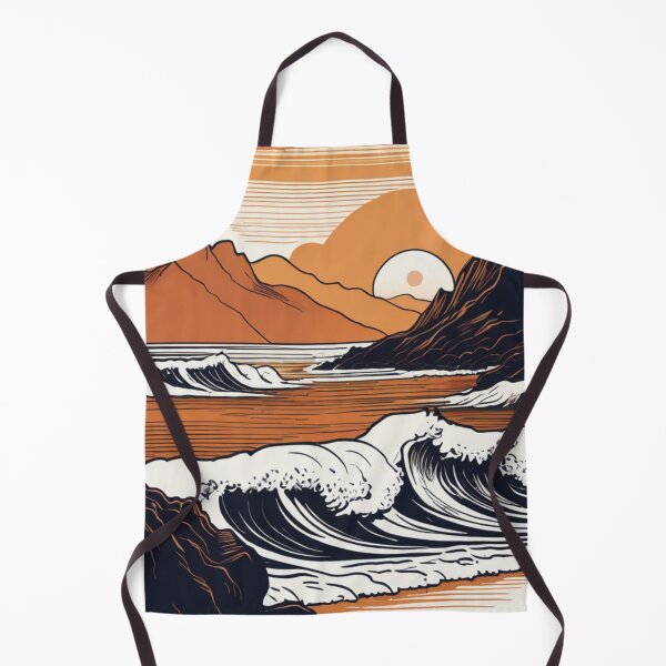 Item preview, Timeless Vintage Scene of Mountains and Ocean Waves. designed and sold by MissYouONLY.