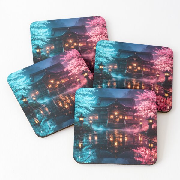 Item preview, Neon Cherry Blossom City Night | Futuristic Japanese Cityscape Illustration | Dreamy Sakura Lights & Cyberpunk Wall Art designed and sold by PaintedPixels01.
