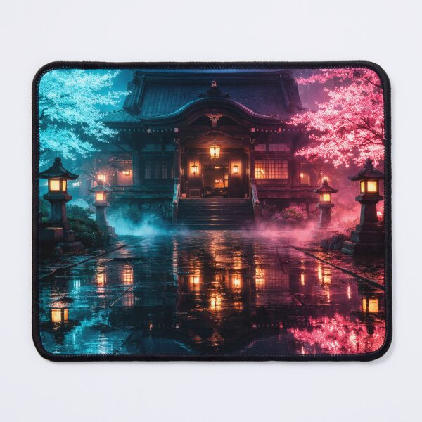 Item preview, Neon Cherry Blossom City Night | Futuristic Japanese Cityscape Illustration | Dreamy Sakura Lights & Cyberpunk Wall Art designed and sold by PaintedPixels01.