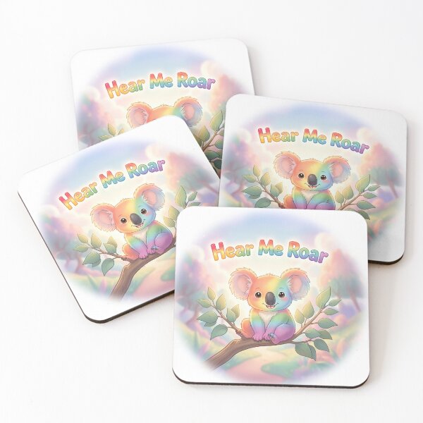 Item preview, Cute Rainbow Koala Hear Me Roar Pastel Typography Graphic Design designed and sold by NotSoSubtleRosiePeas.