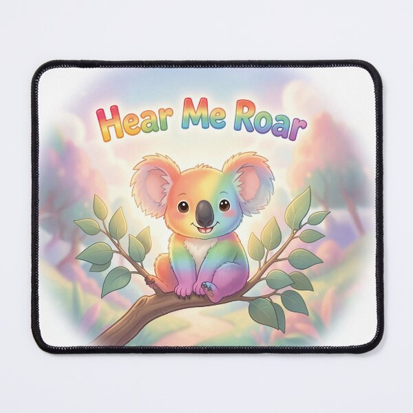Item preview, Cute Rainbow Koala Hear Me Roar Pastel Typography Graphic Design designed and sold by NotSoSubtleRosiePeas.