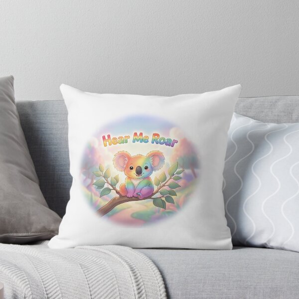 Item preview, Cute Rainbow Koala Hear Me Roar Pastel Typography Graphic Design designed and sold by NotSoSubtleRosiePeas.