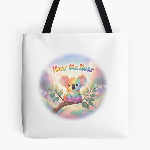 Item preview, Cute Rainbow Koala Hear Me Roar Pastel Typography Graphic Design designed and sold by NotSoSubtleRosiePeas.