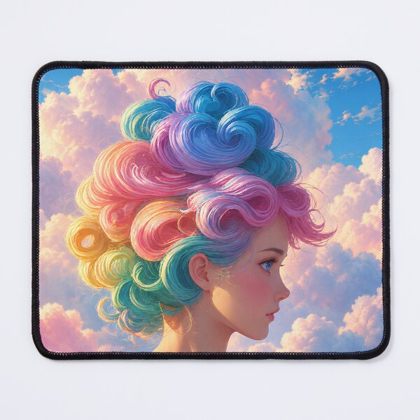 Item preview, Dreamy Rainbow Hair Girl in Pastel Clouds designed and sold by Extravanganzza.