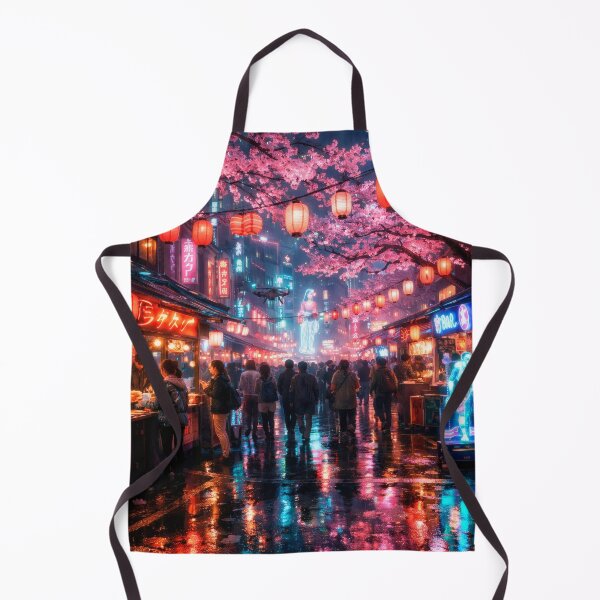 Item preview, Neon Cherry Blossom City Night | Futuristic Japanese Cityscape Illustration | Dreamy Sakura Lights & Cyberpunk Wall Art designed and sold by PaintedPixels01.