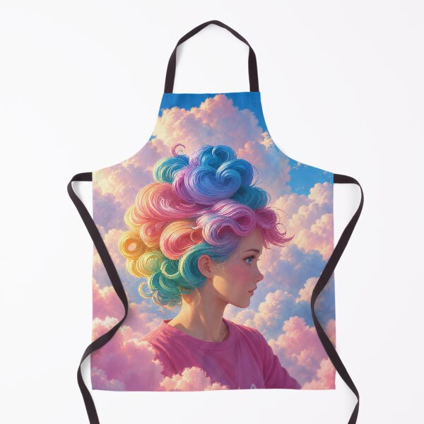 Item preview, Dreamy Rainbow Hair Girl in Pastel Clouds designed and sold by Extravanganzza.