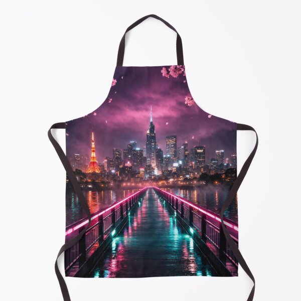 Item preview, Neon Cherry Blossom City Night | Futuristic Japanese Cityscape Illustration | Dreamy Sakura Lights & Cyberpunk Wall Art designed and sold by PaintedPixels01.
