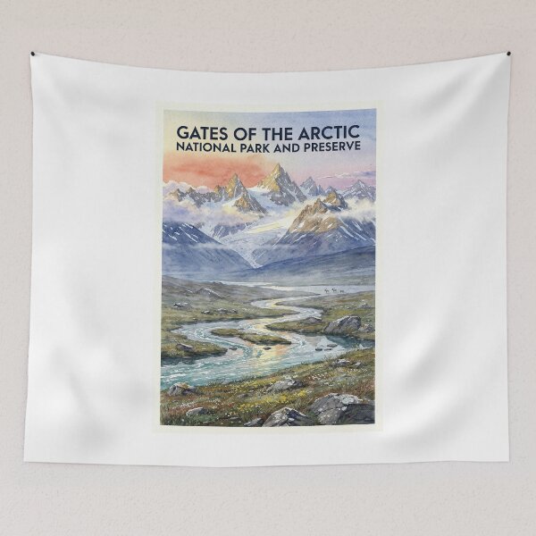 Item preview, Gates of the Arctic National Park and Preserve Alaska Vintage Watercolor Travel designed and sold by Teelogic.