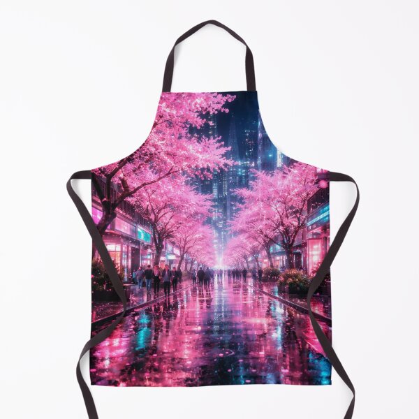 Item preview, Neon Cherry Blossom City Night | Futuristic Japanese Cityscape Illustration | Dreamy Sakura Lights & Cyberpunk Wall Art designed and sold by PaintedPixels01.