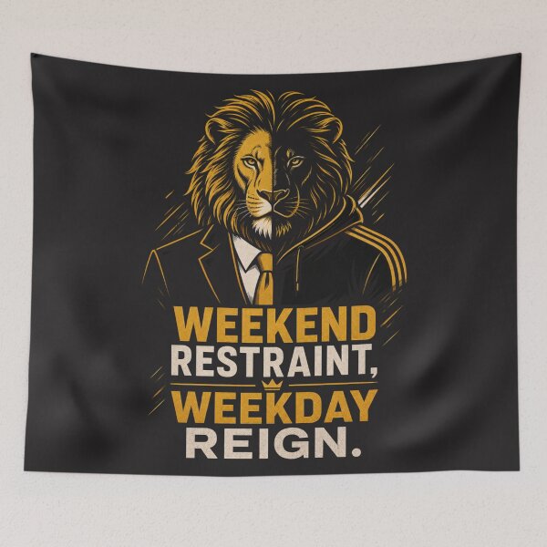 Item preview, Weekend Restraint Weekday Reign Motivational Lion Design designed and sold by Bennie Singh.