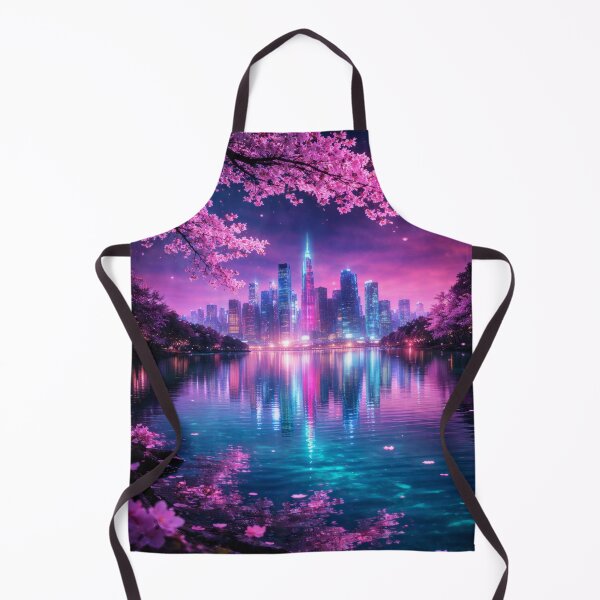 Item preview, Neon Cherry Blossom City Night | Futuristic Japanese Cityscape Illustration | Dreamy Sakura Lights & Cyberpunk Wall Art designed and sold by PaintedPixels01.