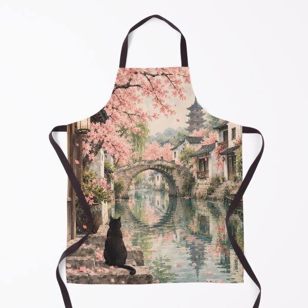 Item preview, Japandi Watercolour Black Cat by Cherry Blossom Canal designed and sold by Jozefin's Studio.