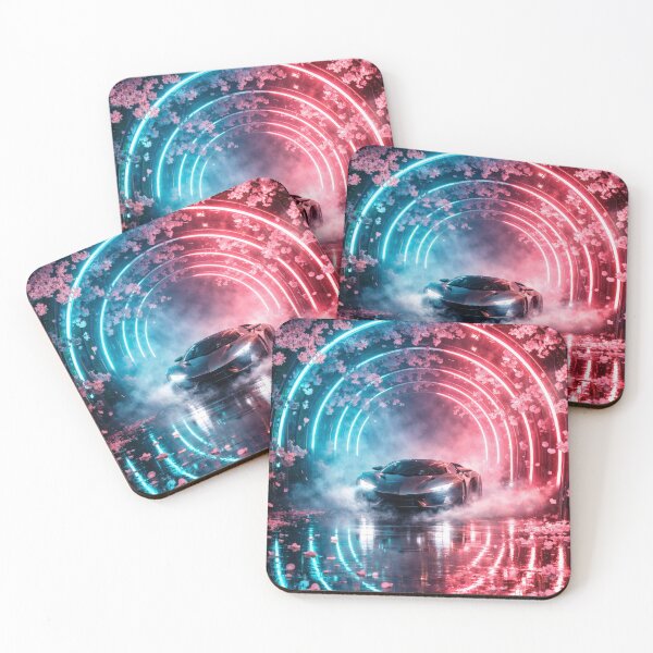 Item preview, Neon Cherry Blossom City Night | Futuristic Japanese Cityscape Illustration | Dreamy Sakura Lights & Cyberpunk Wall Art designed and sold by PaintedPixels01.
