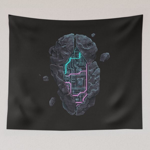 Item preview, A cracked geode with a neon motherboard inside designed and sold by STATIC SOUL.
