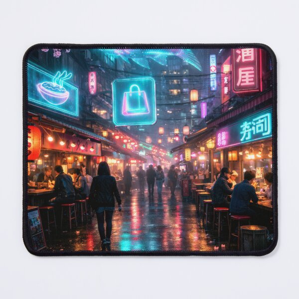 Item preview, Neon Cherry Blossom City Night | Futuristic Japanese Cityscape Illustration | Dreamy Sakura Lights & Cyberpunk Wall Art designed and sold by PaintedPixels01.