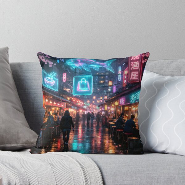 Item preview, Neon Cherry Blossom City Night | Futuristic Japanese Cityscape Illustration | Dreamy Sakura Lights & Cyberpunk Wall Art designed and sold by PaintedPixels01.