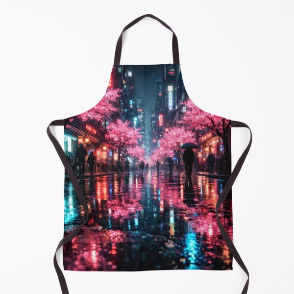 Item preview, Neon Cherry Blossom City Night | Futuristic Japanese Cityscape Illustration | Dreamy Sakura Lights & Cyberpunk Wall Art designed and sold by PaintedPixels01.