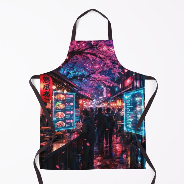 Item preview, Neon Cherry Blossom City Night | Futuristic Japanese Cityscape Illustration | Dreamy Sakura Lights & Cyberpunk Wall Art designed and sold by PaintedPixels01.