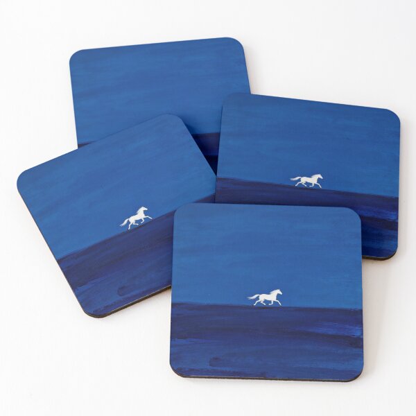 Item preview, White Horse Running on Deep Blue designed and sold by KAMOCHI Art.
