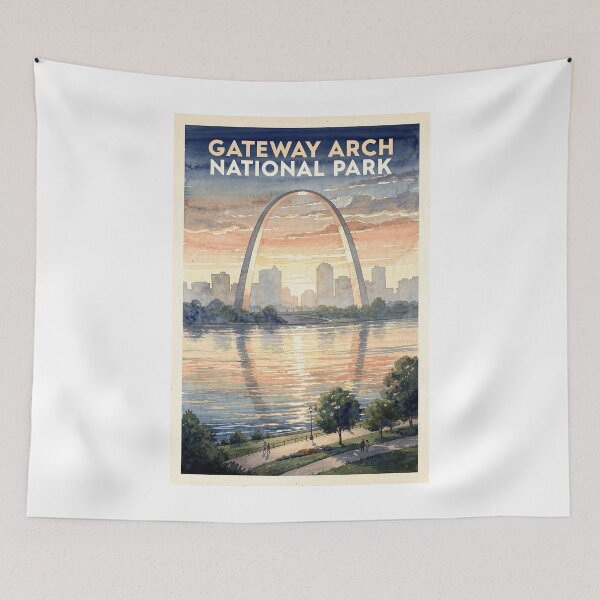 Item preview, Gateway Arch National Park Missouri Vintage Watercolor Travel designed and sold by Teelogic.