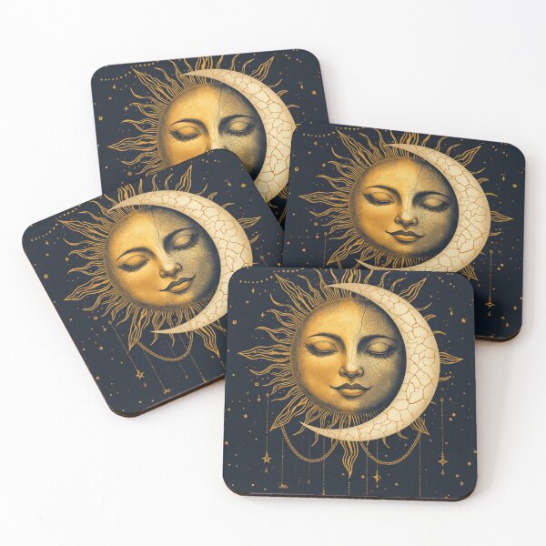 Item preview, Celestial Sun and Crescent Moon Face designed and sold by Stardustcoveco.