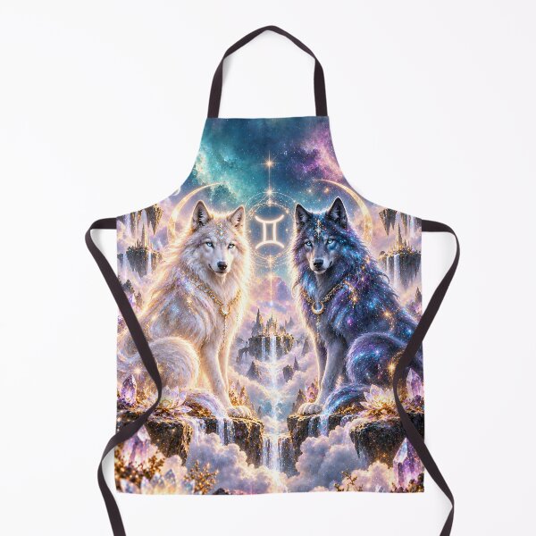 Item preview, Mystic Gemini Zodiac Wolves Fantasy Art designed and sold by knuppify.