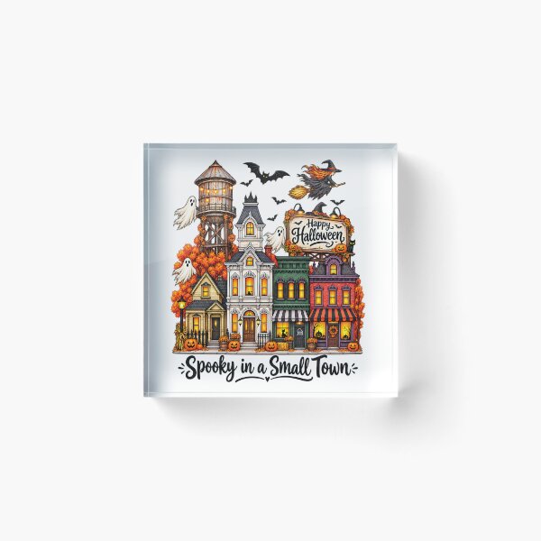 Item preview, Spooky in a Small Town Halloween Haunted House Village Art designed and sold by DesignArtist.ia.