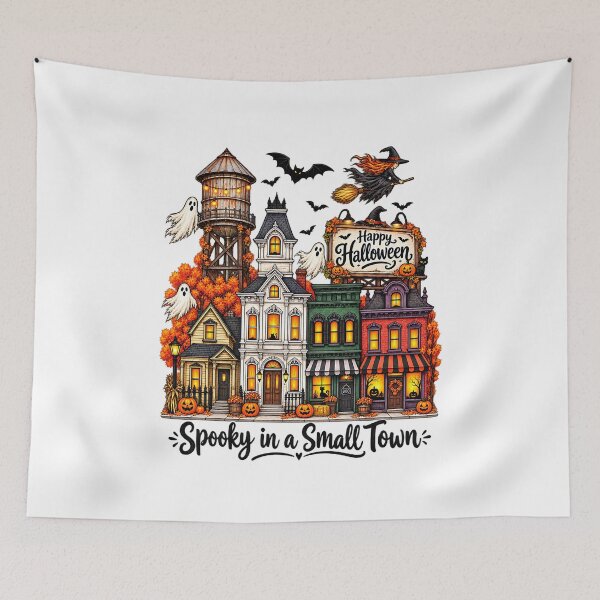 Item preview, Spooky in a Small Town Halloween Haunted House Village Art designed and sold by DesignArtist.ia.