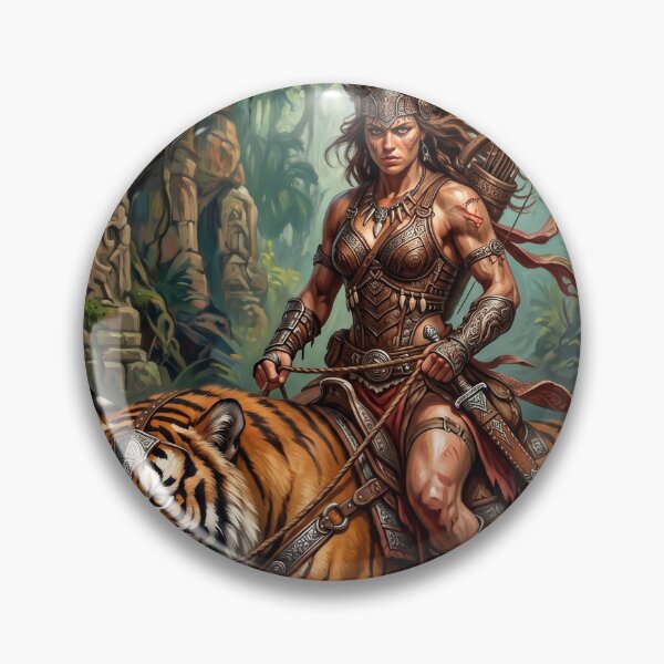Item preview, Jungle Warrior Rides Her Tamed Tiger designed and sold by VALKYRAART53.