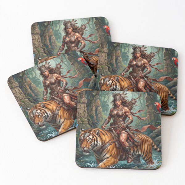 Item preview, Jungle Warrior Rides Her Tamed Tiger designed and sold by VALKYRAART53.
