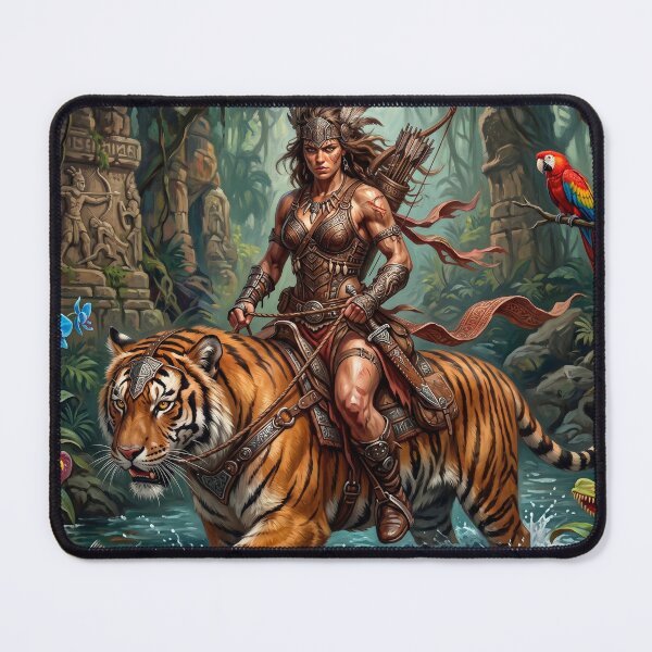 Item preview, Jungle Warrior Rides Her Tamed Tiger designed and sold by VALKYRAART53.