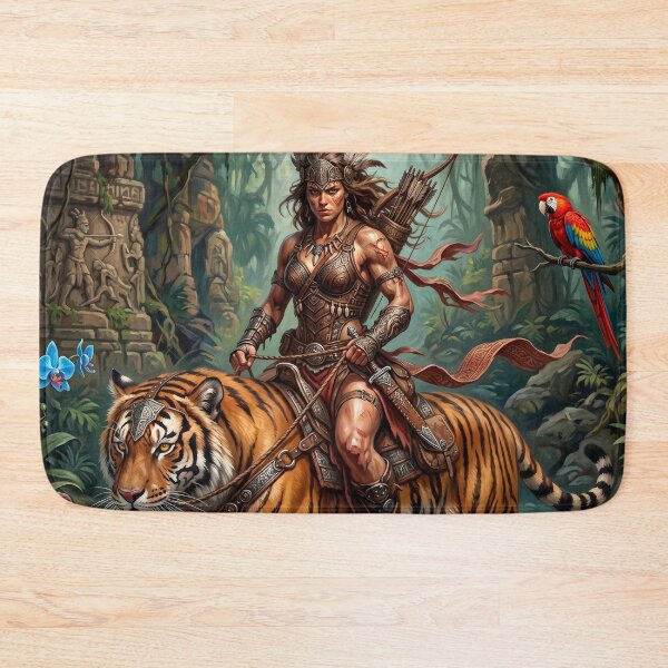 Item preview, Jungle Warrior Rides Her Tamed Tiger designed and sold by VALKYRAART53.