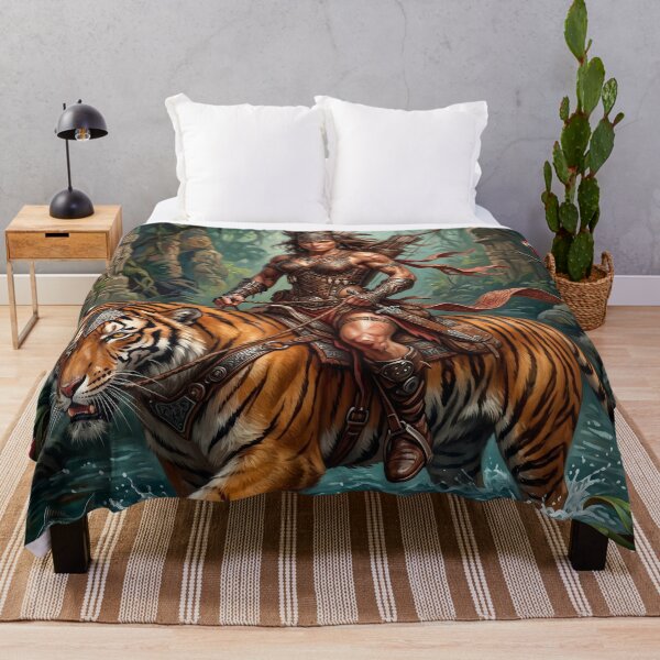Item preview, Jungle Warrior Rides Her Tamed Tiger designed and sold by VALKYRAART53.