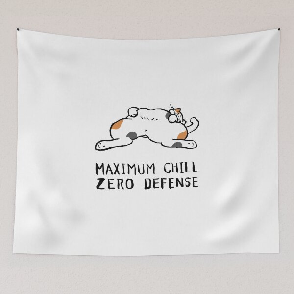Item preview, Zero Defense Maximum Chill Funny Chonky Cat Calico Meme Streetwear designed and sold by TarunekoT.