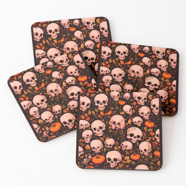 Item preview, Halloween Skull Pumpkin Pattern – Gothic Autumn Skeletons designed and sold by Shiwwa.