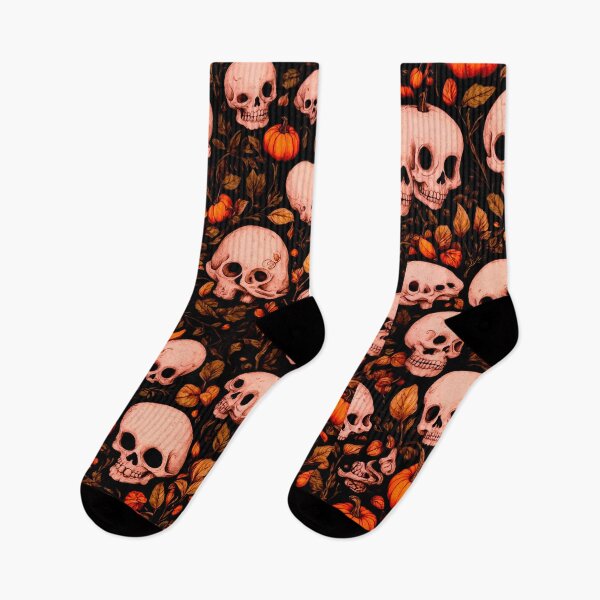 Item preview, Halloween Skull Pumpkin Pattern – Gothic Autumn Skeletons designed and sold by Shiwwa.