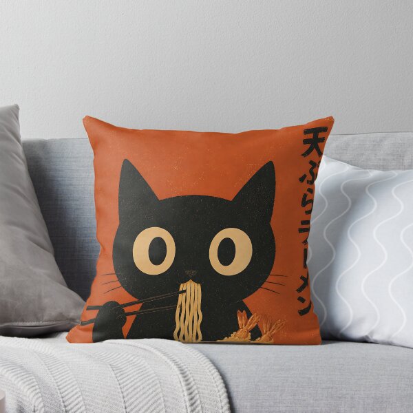 Item preview, Black Cat Eating Tempura Ramen Vintage Japanese Poster Art designed and sold by artswag.