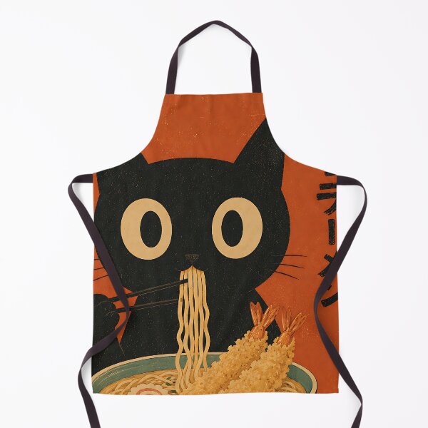 Item preview, Black Cat Eating Tempura Ramen Vintage Japanese Poster Art designed and sold by artswag.
