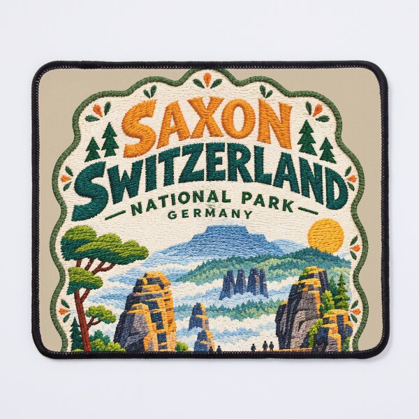 Item preview, Saxon Switzerland National Park Germany Embroidered Art Travel Illustration designed and sold by Witsprings.