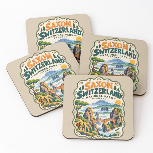 Item preview, Saxon Switzerland National Park Germany Embroidered Art Travel Illustration designed and sold by Witsprings.